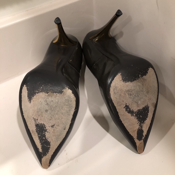 YSL Patent Grey and Gold Clara Pumps - Picture 5 of 6